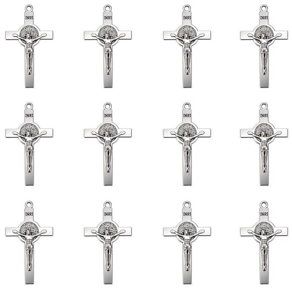 60Pcs Catholic Saint Benedict Inri Crucifix Pendants Rosary Centre Jesus Cross - Picture 1 of 9